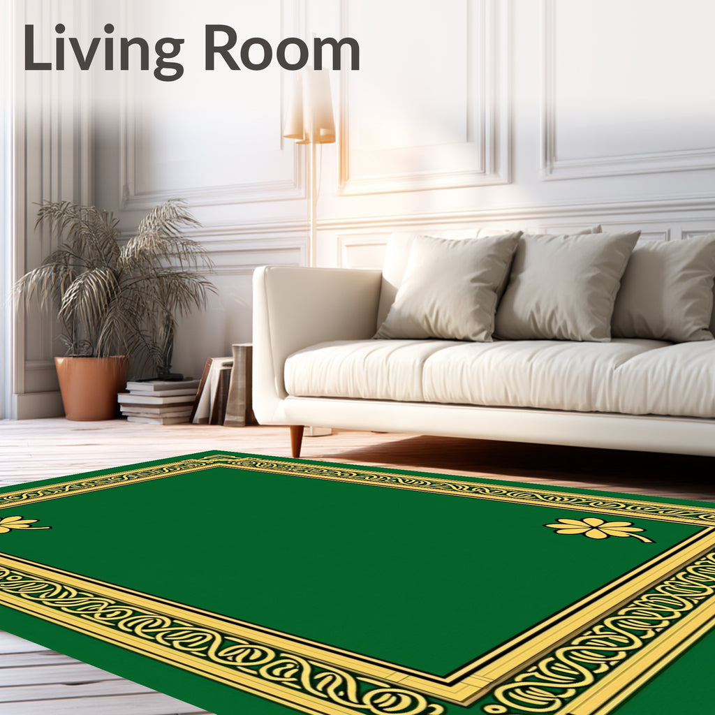 Emerald Green Celtic Clover Frame Rug