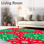 Red Green Tiled Snowflake Medallion Rug