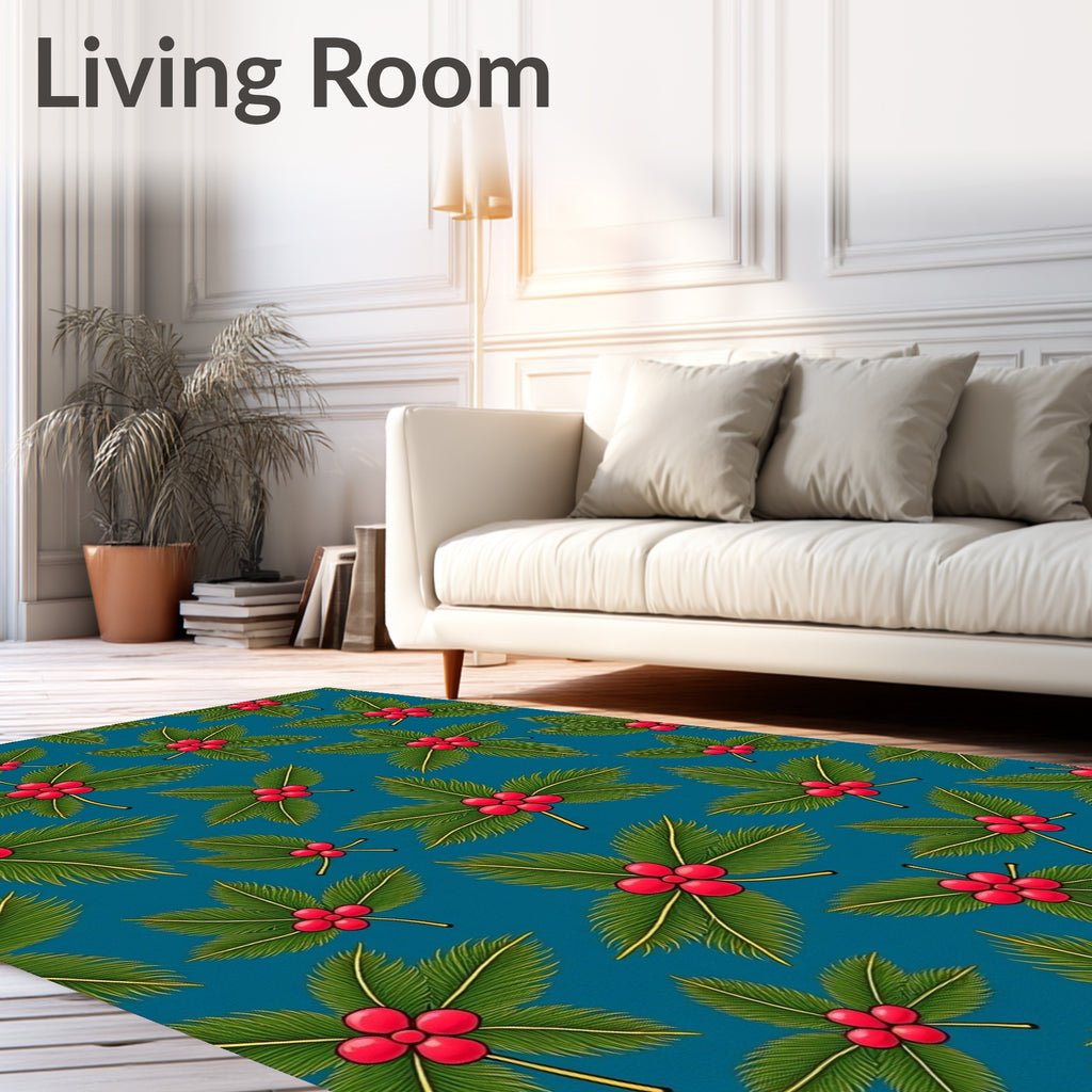 Festive Holly Berry Sprigs Rug