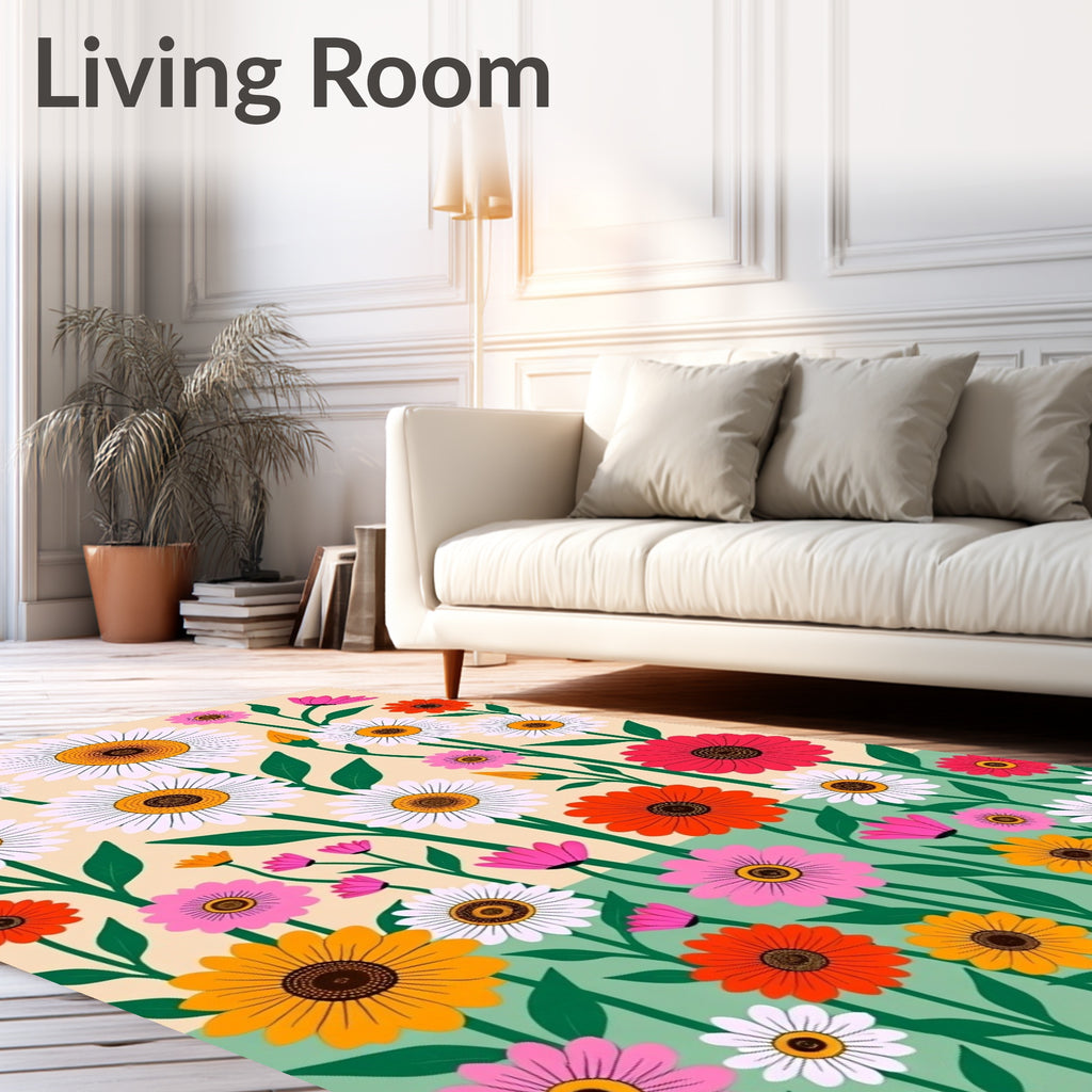 Vibrant Multicolor Daisy Garden Abloom Rug