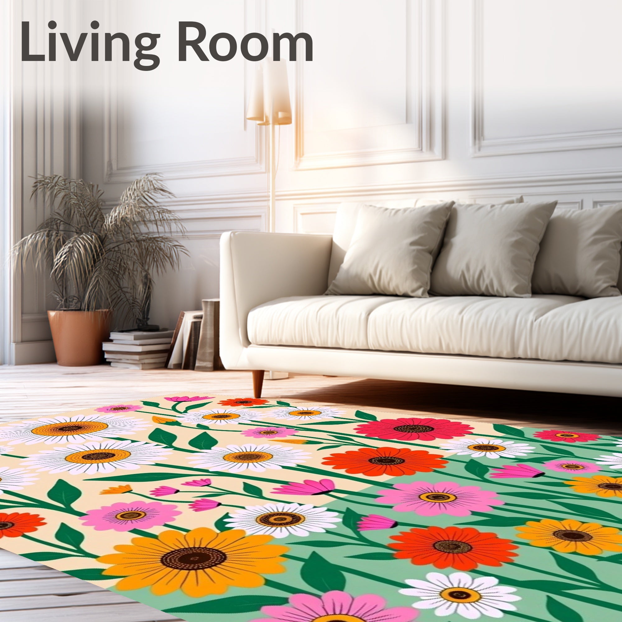 Vibrant Multicolor Daisy Garden Abloom Rug