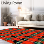 Red Green Plaid Deer Silhouette Rug