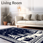Midnight Sleigh Ride Snowflake Forest Rug