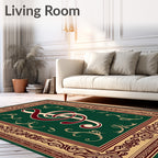 Elegant Burgundy Treble Clef Emerald Border Rug