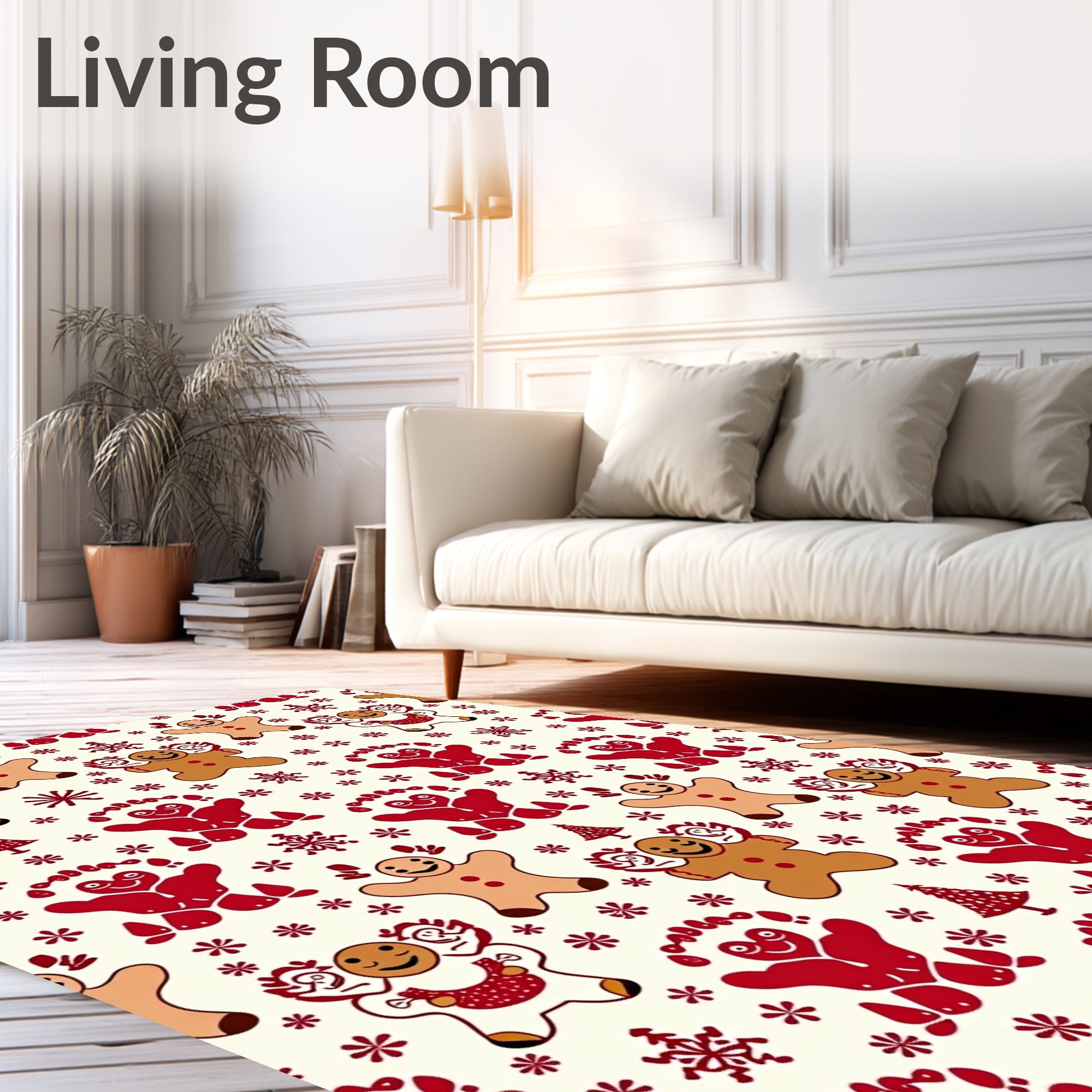 Whimsical Gingerbread Men Snowflakes Tree Rug