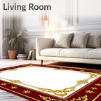 Crimson Gold Ornate Snowflake Border Rug