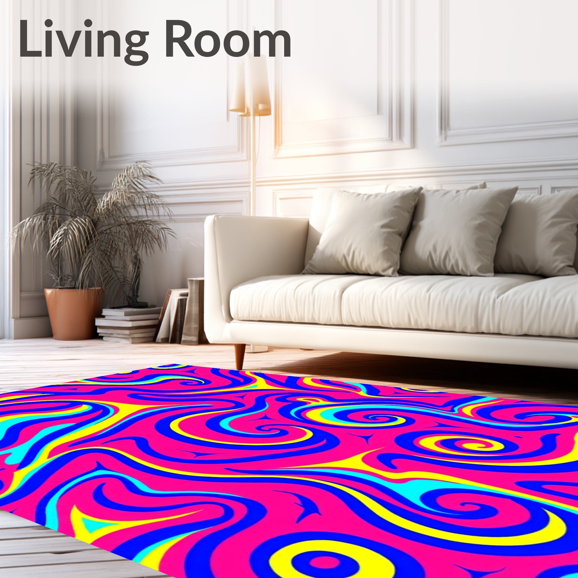 Vibrant Pink Swirls Abstract Rug