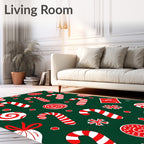 Festive Red White Candy Cane Swirl Rug