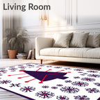 Crimson Snowflake Christmas Tree Rug