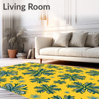 Yellow Teal Snowflake Scatter Rug