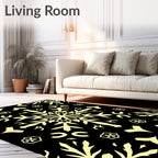 Golden Snowflake Black Lace Rug