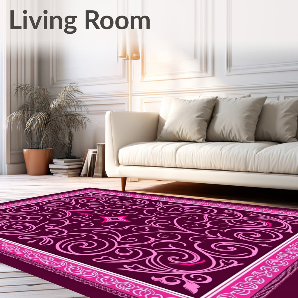 Plum Pink Paisley Flourish Medallion Rug