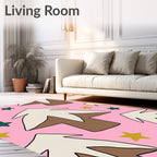 Modern Pink Gingerbread Tree Star Rug