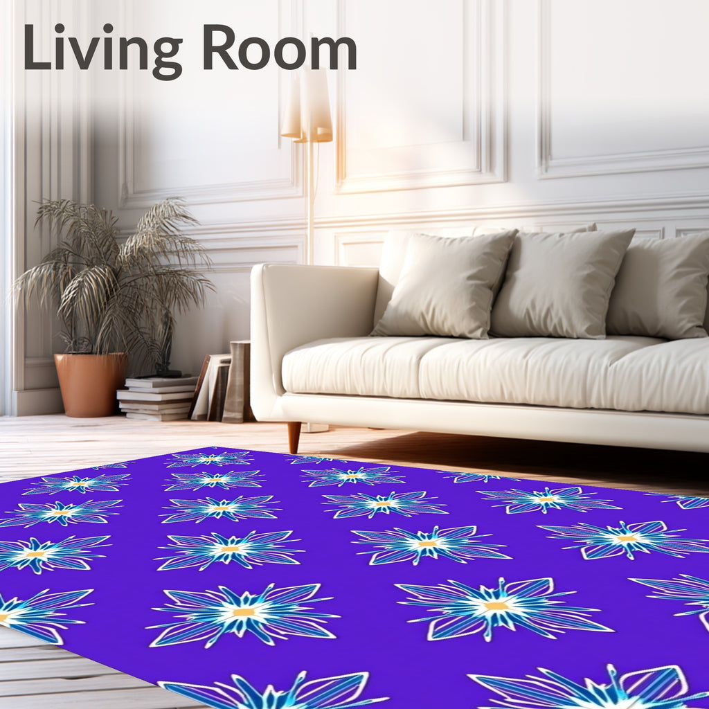 Radiant Blue Petal Starburst Rug