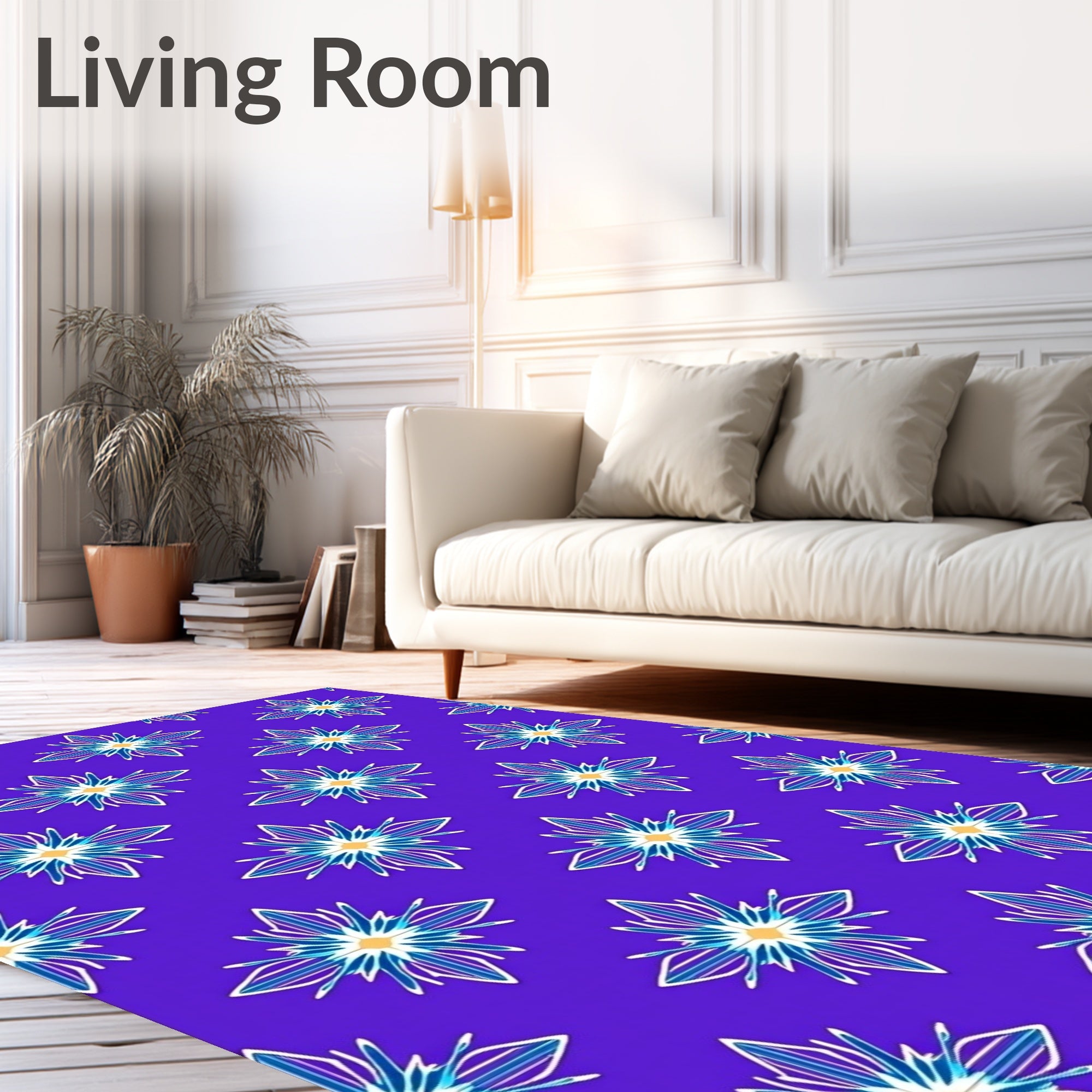 Radiant Blue Petal Starburst Rug