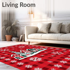 Charming Red Buffalo Plaid Village Snowflakes Rug
