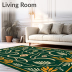 Emerald Green Botanical Maze Rug