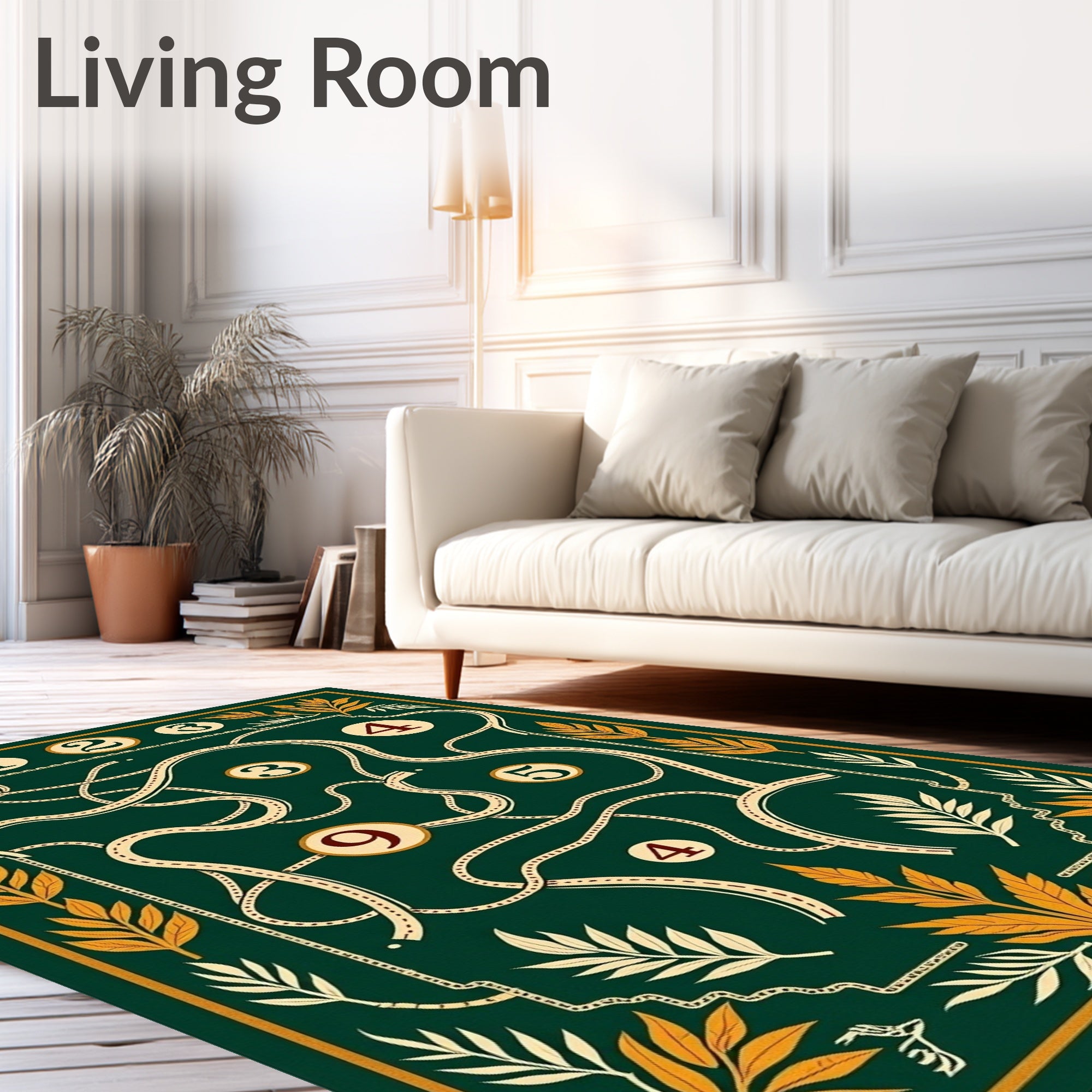Emerald Green Botanical Maze Rug