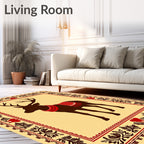 Dark Brown Deer with Red Festive Saddle Rug