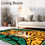 Jungle Cat Among Tropical Leaves Rug