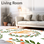 Golden Cows Orange Flower Wreath Rug