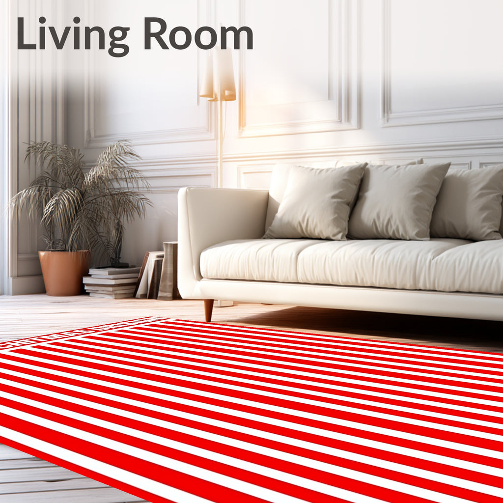 Bold Red White Stripe Rug