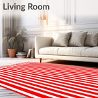 Bold Red White Stripe Rug