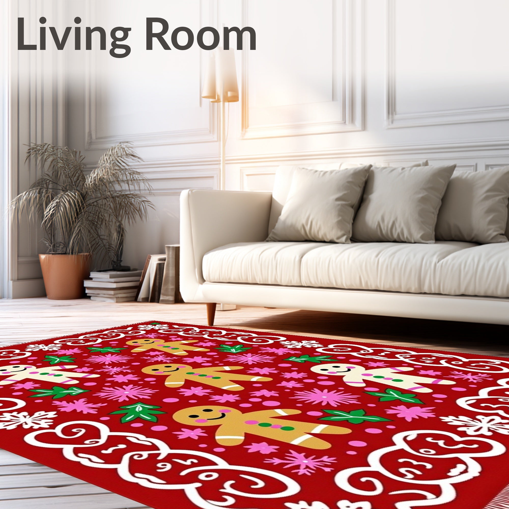 Whimsical Gingerbread People Hearts Rug
