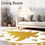 Golden Christmas Tree Snowflake Accents Rug