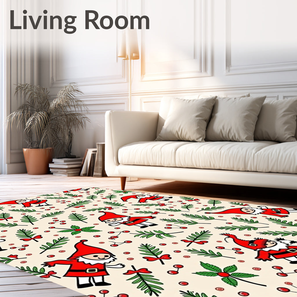 Whimsical Red Gnome Holiday Scatter Rug