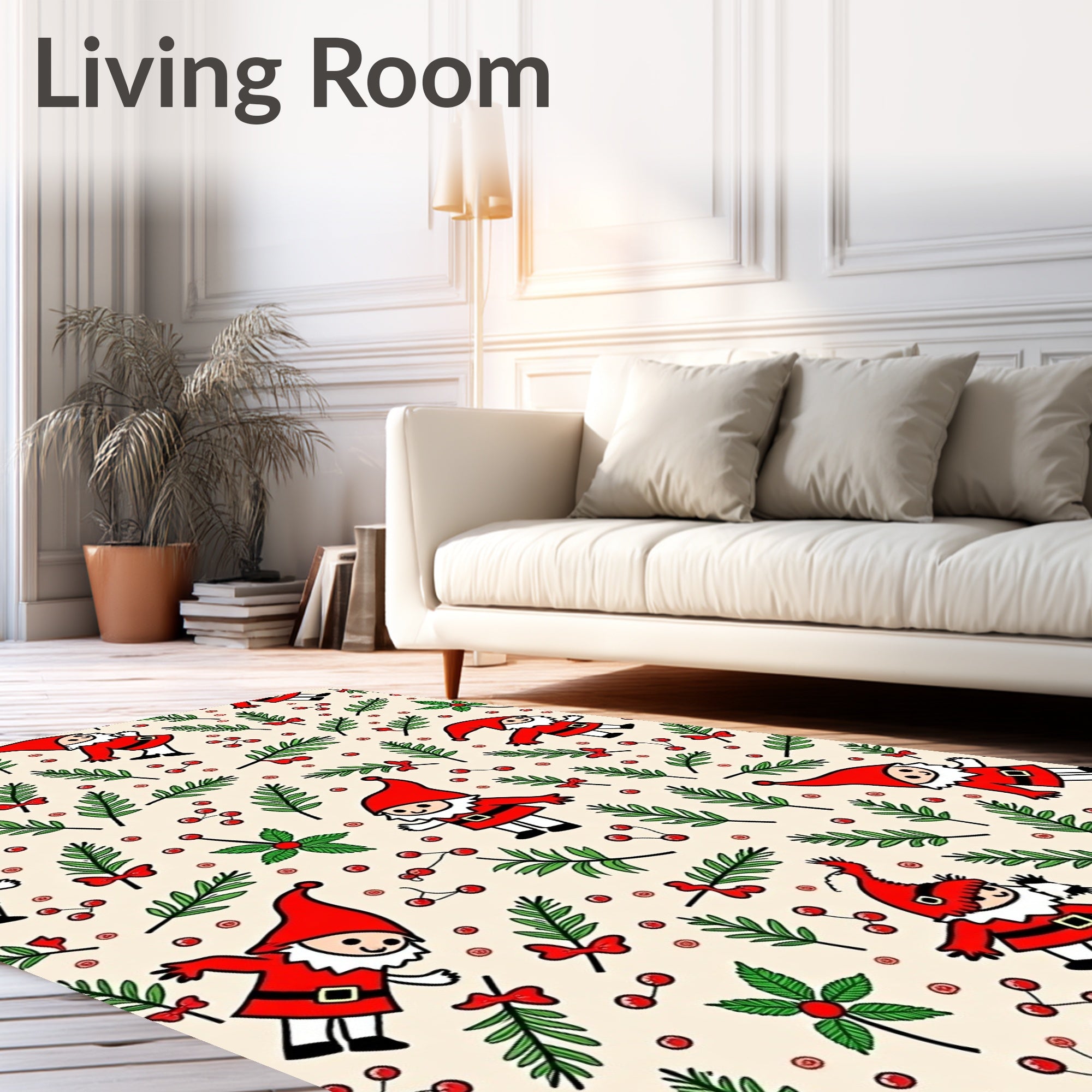 Whimsical Red Gnome Holiday Scatter Rug