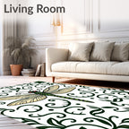Emerald Dragonfly Floral Scroll Rug