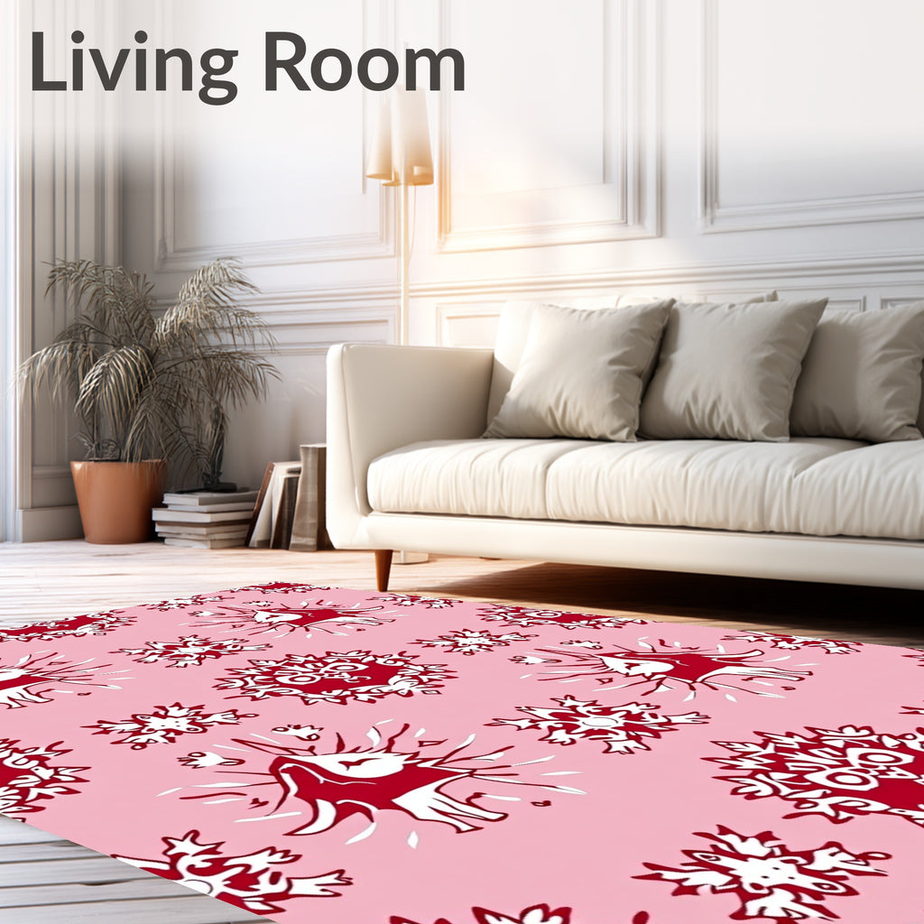 Crimson Unicorn Starburst Mandala Pink Rug