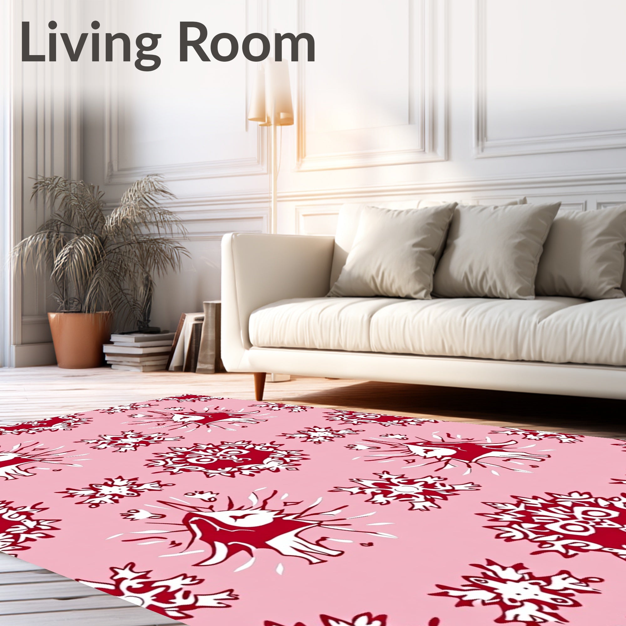 Crimson Unicorn Starburst Mandala Pink Rug