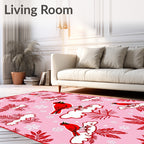 Cardinal Bird Snowflakes Winter Scene Rug