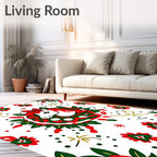 Festive Unicorn Wreath Red Green Gold Rug