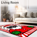 Festive Santa Claus Red Green Stars Rug