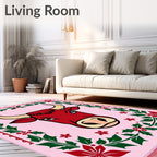 Bold Red Bull Christmas Holly Rug