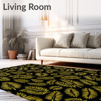 Sunny Yellow Palm Fronds Pattern Rug