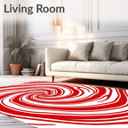 Crimson White Spiral Vortex Rug