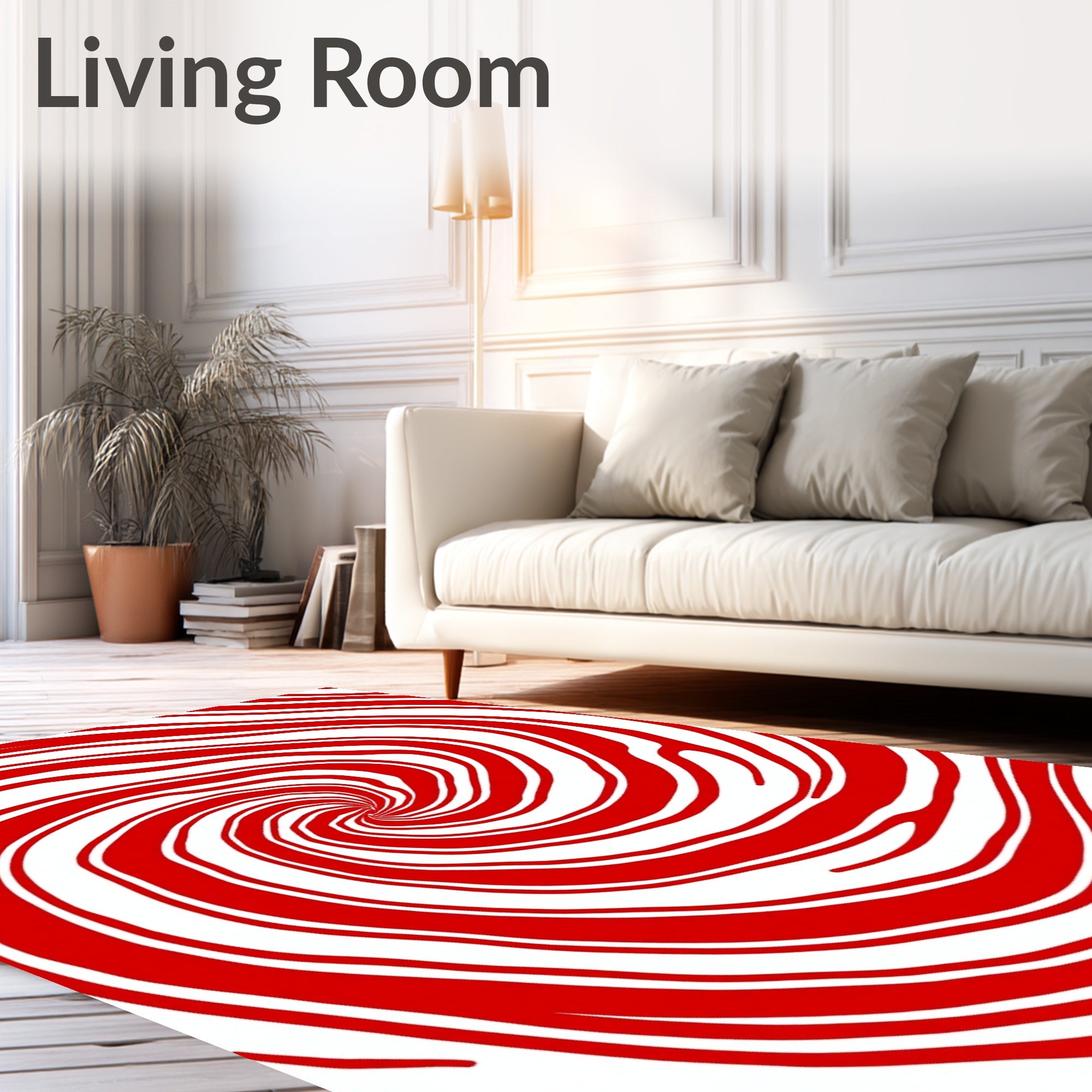 Crimson White Spiral Vortex Rug
