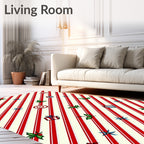 Red White Stripe Holly Gifts Rug