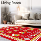 Whimsical Red Village Snowflake Rug
