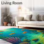 Vibrant Orange Striped Fish Underwater Scene Rug