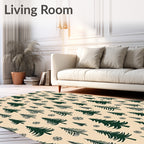Forest Evergreen Trees Snowflakes Rug