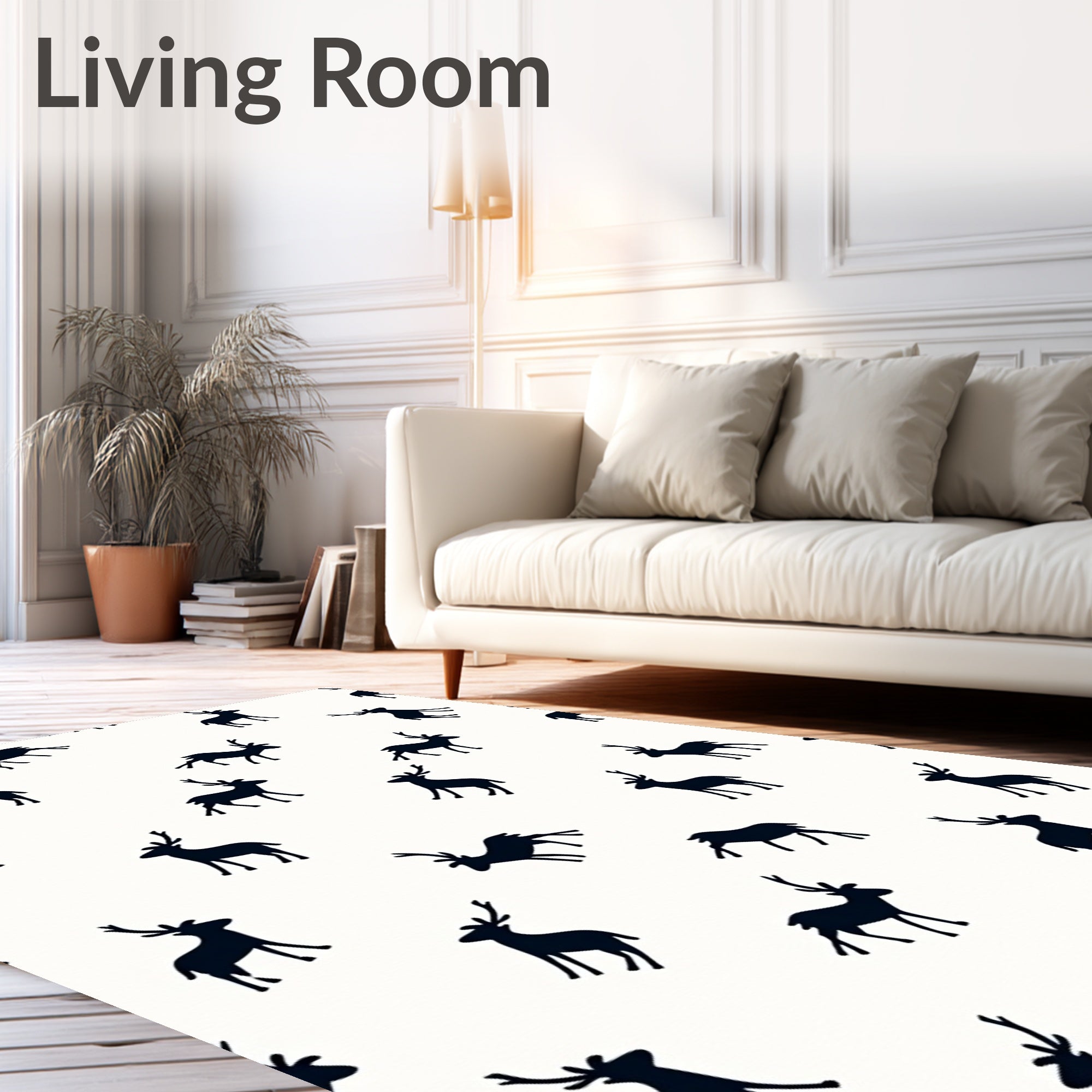 Black Reindeer Silhouette Repeat Rug