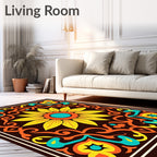 Vibrant Yellow Sunflower Medallion Rug