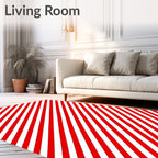 Bold Red White Diagonal Stripes Rug