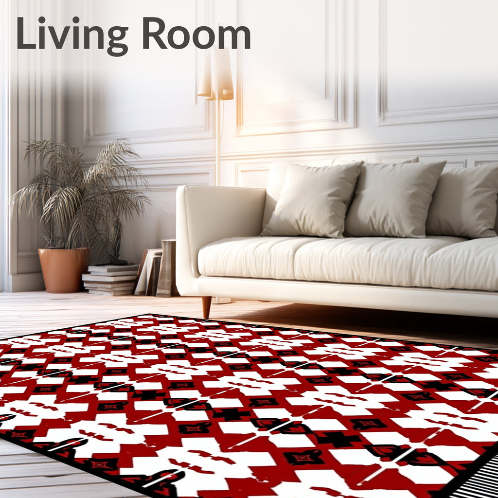 Bold Red Diamond Medallion Arrangement Rug
