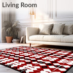 Bold Red Diamond Medallion Arrangement Rug
